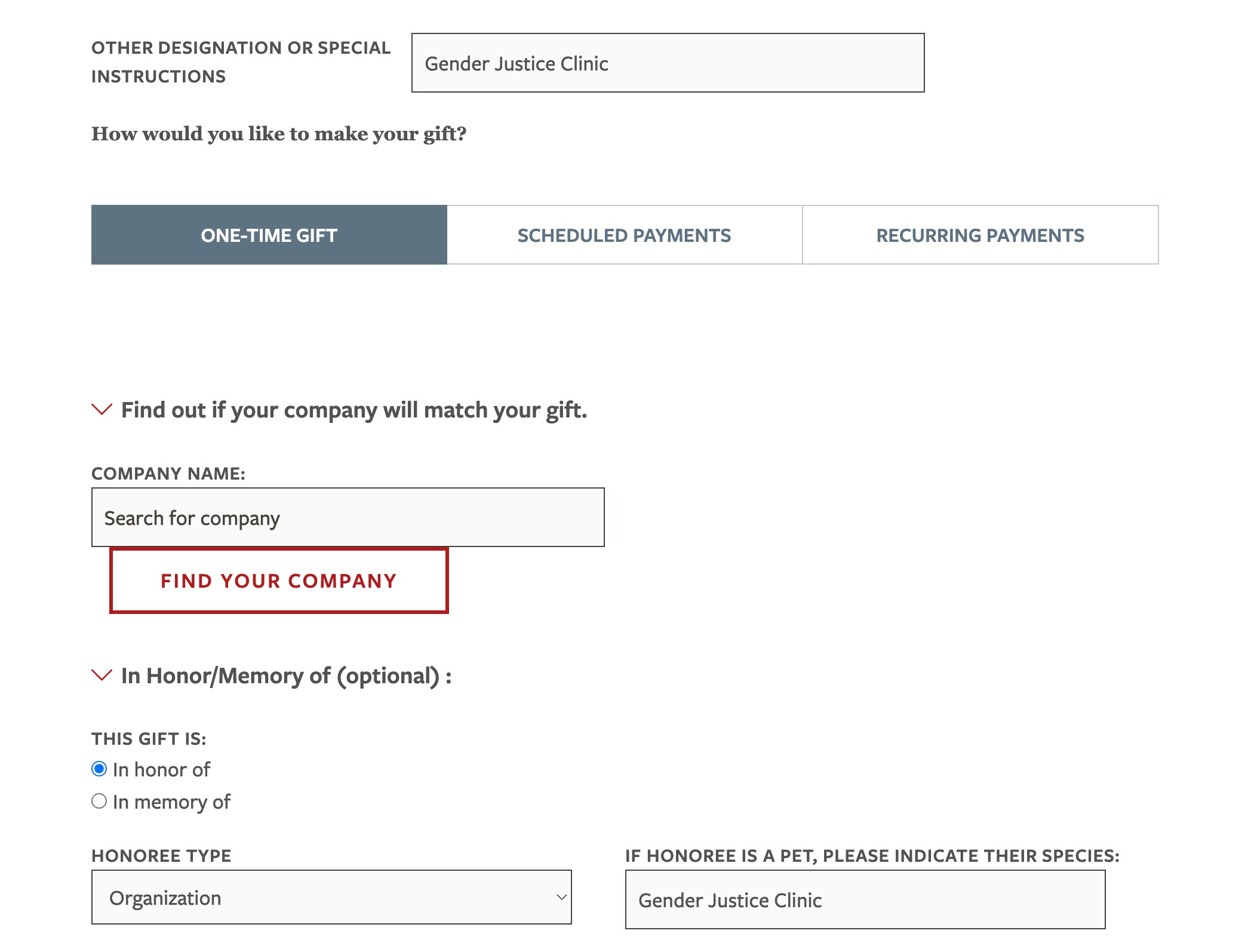 Donation instructions screenshot